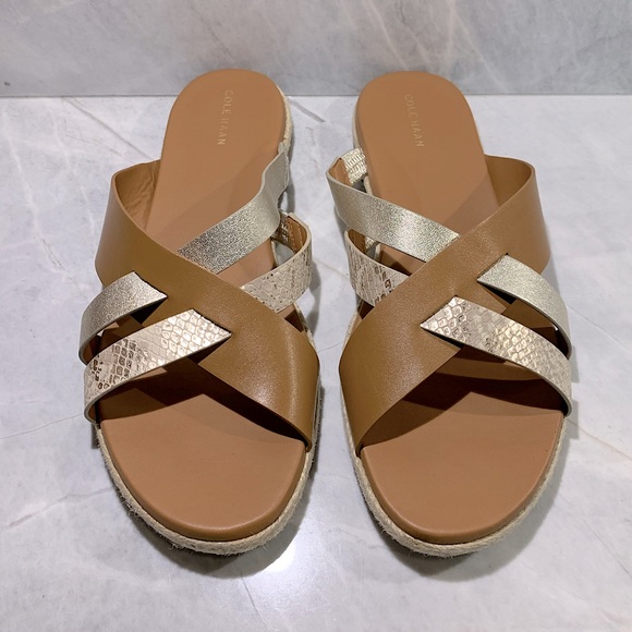 Cole Haan Grand 360 strappy sandals with metallic snakeskin detail size 10 - Picture 3 of 11